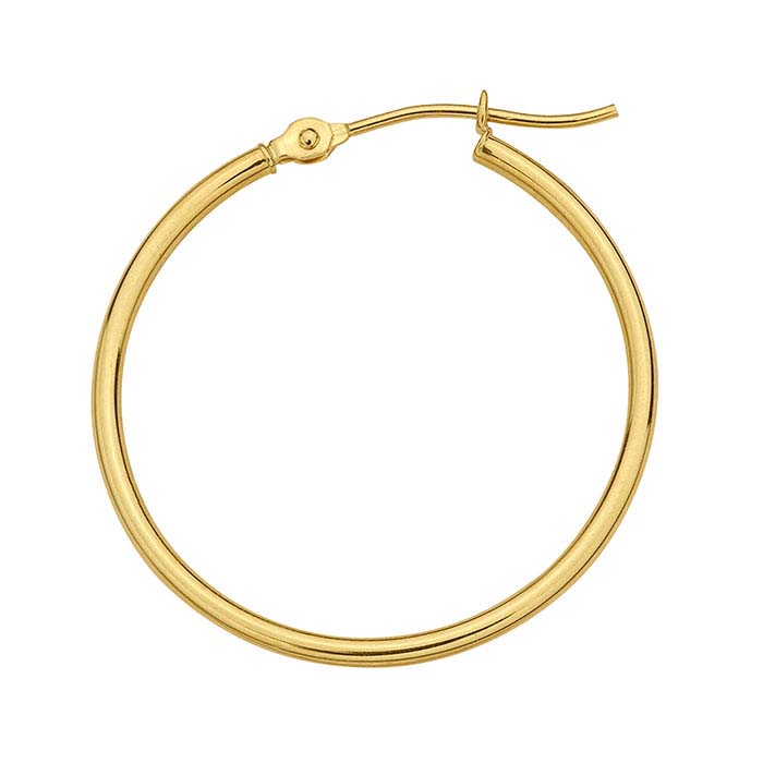 14K Yellow Gold 1.5mm Hoop Earrings - RioGrande