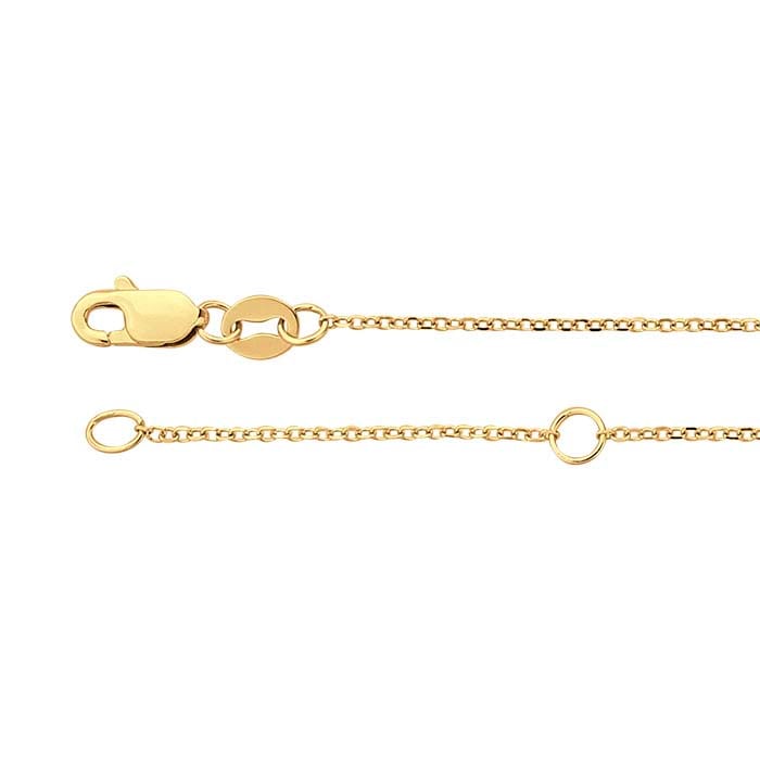 14K Yellow Gold 0.9mm Beveled Oval Cable Chain, Adjustable - RioGrande