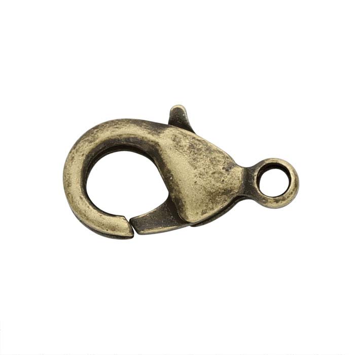 Brass Antique-Finish 18.8mm Lobster Clasp with Closed Ring