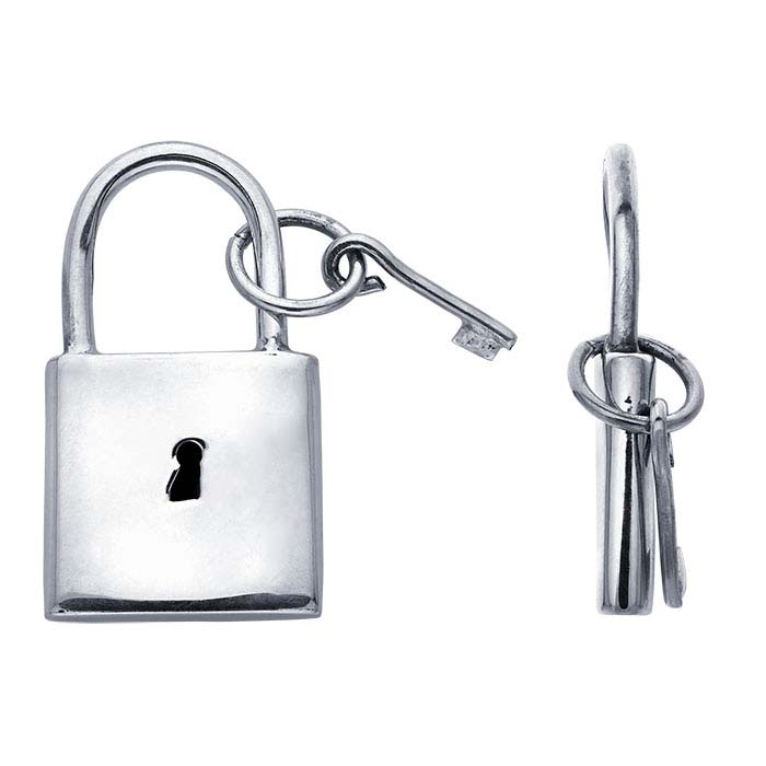 Silver Stainless Steel Lock Pendant Necklace Padlock Charms Chain