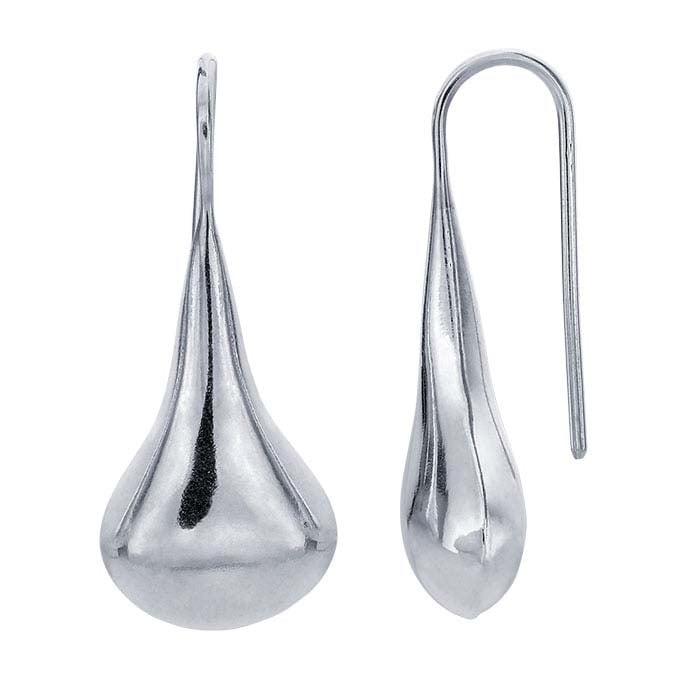 Sterling Silver Puff Raindrop Earrings