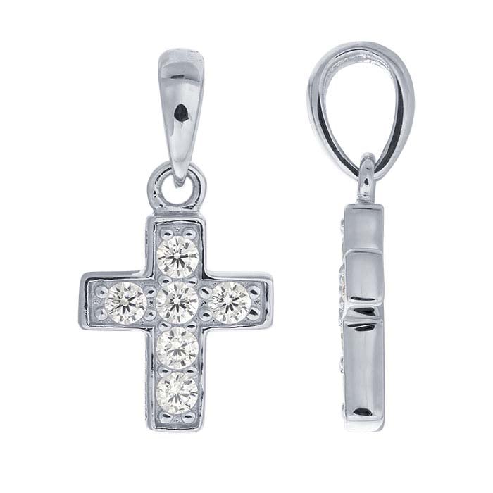 .925 sterling cross deals charm with cz