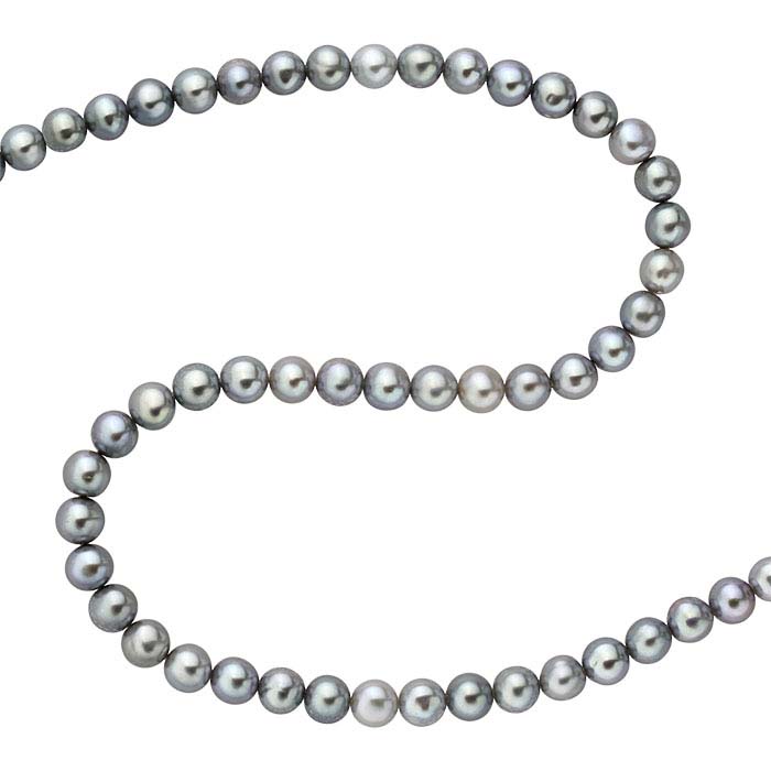 Freshwater Cultured 6–6.5mm Round Pearl Strand, Gray, A-Grade