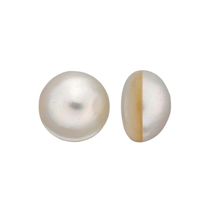 White Mabe Pearls Round Pair 9.06 - MdMaya Gems