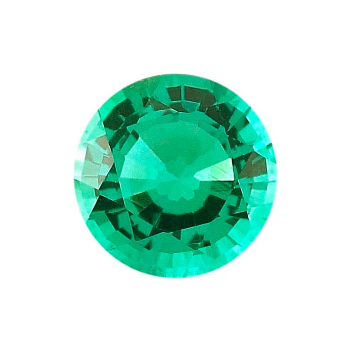 Lab-Created Emerald Round Faceted Gemstone