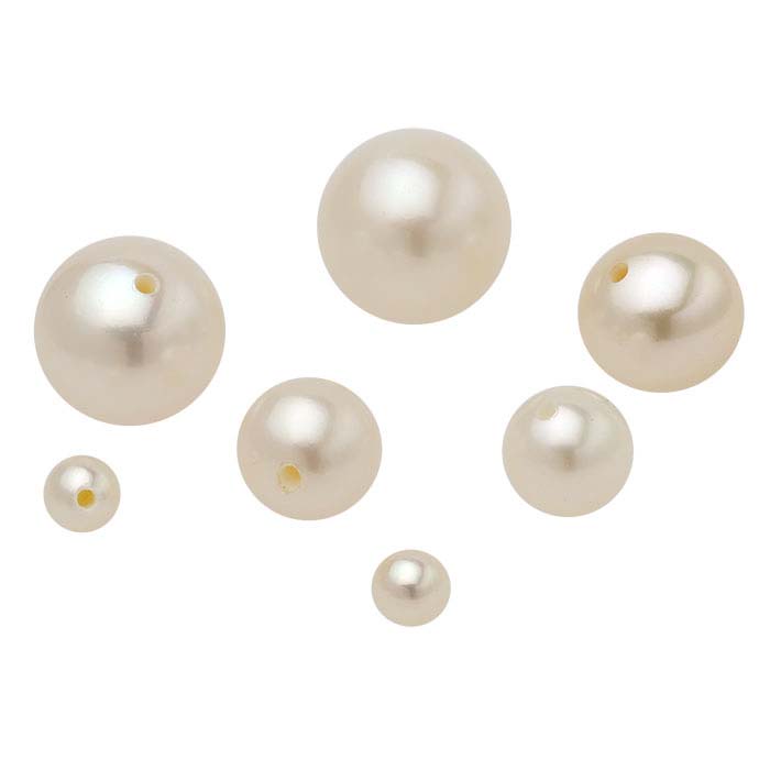 White Cultured Freshwater Pearls Half-Drilled Button 3-4mm