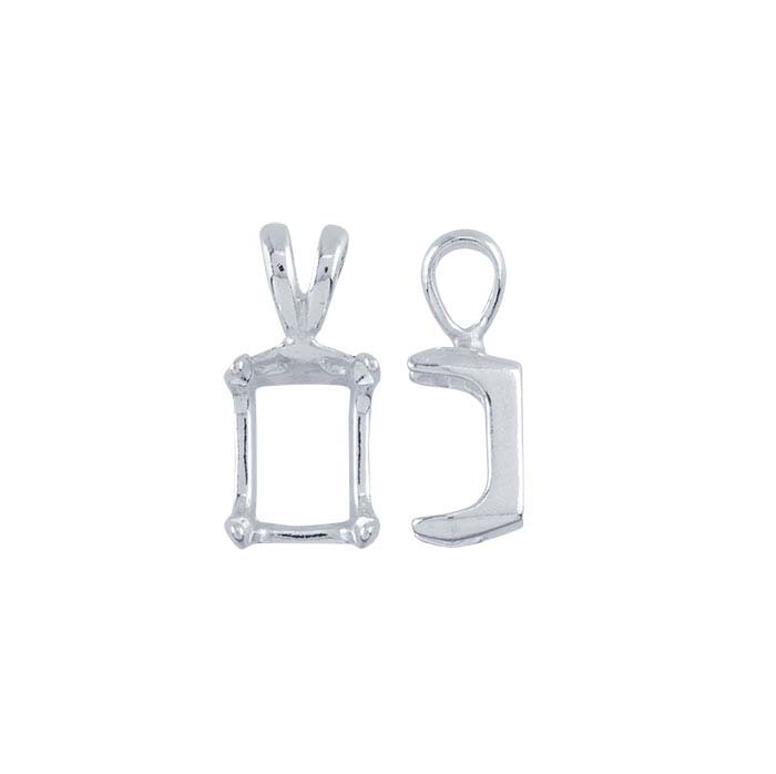 Sterling Silver Emerald-Cut ReadySet™ Pendant Mounting - RioGrande