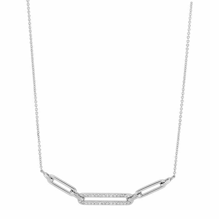 Sterling Silver Diamond-Set Chain Link Necklace - RioGrande